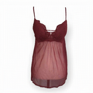 𝅺la SENZA Red Lace Sleep Babydoll Push Up bra dress size Large